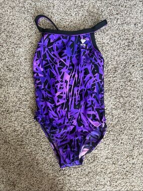 TYR Purple and Black Girls' Patterned One-Piece Swimsuit